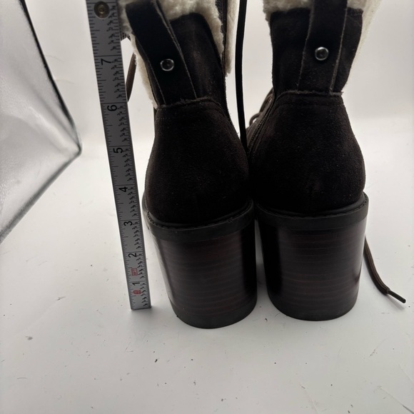 Marc Fisher Lansly Brown Lace-Up Booties Fur Lining Size 9 - Picture 9 of 11